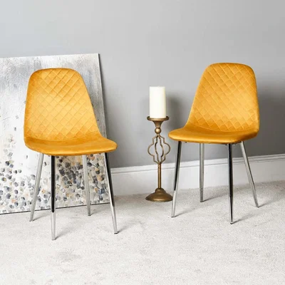 Woods Furniture Archie Dining Chair Chrome Legs - Gold Set of 2