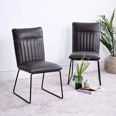 Woods Furniture Hardy Grey Faux Leather Dining Chairs Set of 2