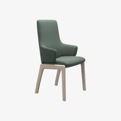 Woods Furniture Stressless Laurel High Back Dining Chair with Traditional Base - Stressless Laurel High Back Dining Chair Traditional Base - with Arms - Large - Paloma