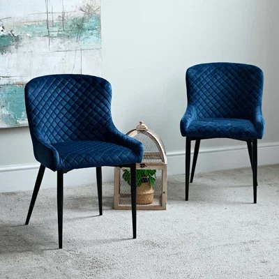Woods Furniture Carlton Dining Chair - Dark Blue Velvet Set of 2