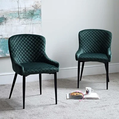 Woods Furniture Carlton Dining Chair - Dark Green Velvet Set of 2