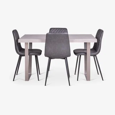 Woods Furniture Phoenix Dining Table 135cm Ripley Chairs x4 Grey