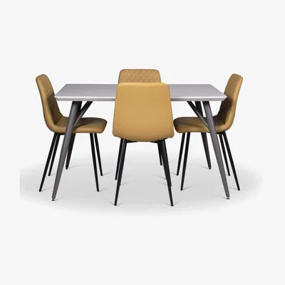 Woods Furniture Logan Dining Table 130cm Ripley Chairs x4 Mustard