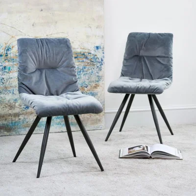 Woods Furniture Arana Light Grey Velvet Dining Chairs - Set of 2