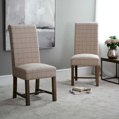 Woods Furniture Hudson Dining Chair - Natural Check Fabric Set of 2