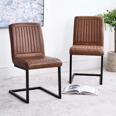 Woods Furniture Vintage Dining Chairs - Tan Set of 2