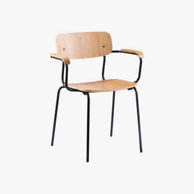 Westwing Handmade Wooden Dining Chair Holmen with Armrests