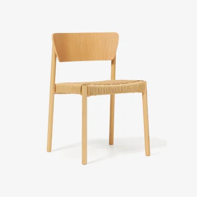 Westwing Wooden Dining Chairs Danny with Rattan Seat, Set of 2
