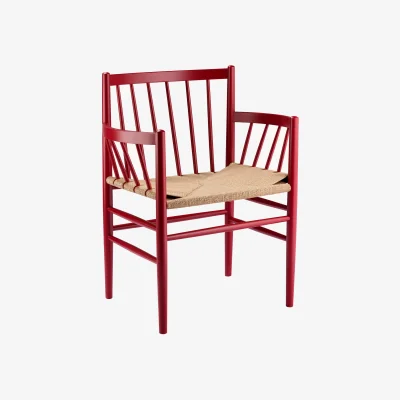 Westwing Handwoven Beech Wood Dining Chair J81 with Armrests