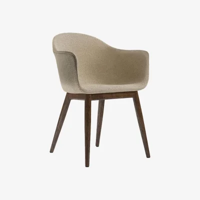 Westwing Bouclé Armchair Harbour with Oak Wood Legs