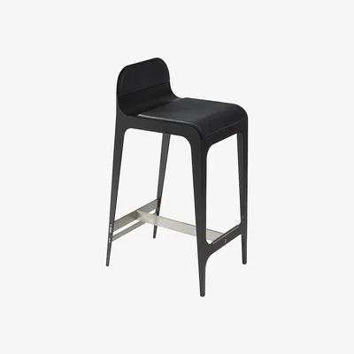 Amara Gabriel Scott - Bardot Barstool - Black Metal/Black French Leather