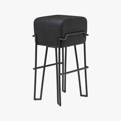 Amara Moxon - Bokk Leather Bar Stool - Black