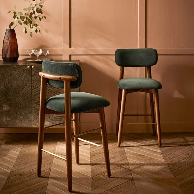 Atkin & Thyme Layla Barstool in Petrol Blue Velvet
