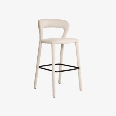 Andrew Martin Mian Bar Stool, Bar Stool, White - Andrew Martin Boucle