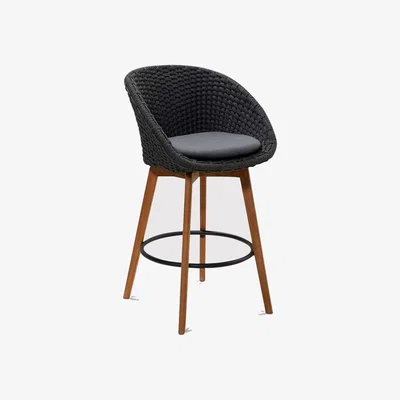 Barker and Stonehouse Cane Line Peacock Bar Bar Stool With Cushion, Grey | Barker & Stonehouse