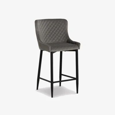 Barker and Stonehouse Rivington Counter Stool, Grey Velvet | Barker & Stonehouse