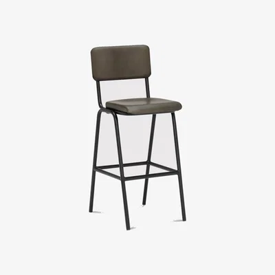 Barker and Stonehouse Pure Furniture Twyford Barstool With Matt Black Frame, Green | Barker & Stonehouse