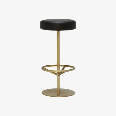 Barker and Stonehouse Jett Barstool, Fumee Leather and Antique Brass