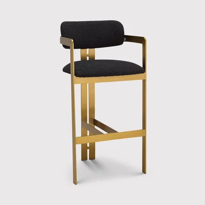 Barker and Stonehouse Eichholtz Donato Bar Dining Stool Brushed Brass Finish Boucl Black | Barker & Stonehouse
