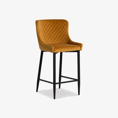 Barker and Stonehouse Rivington Counter Stool, Yellow Velvet | Barker & Stonehouse