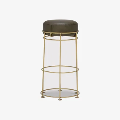 Barker and Stonehouse Pure Furniture Nola Barstool With Brass Antique Frame, Green | Barker & Stonehouse