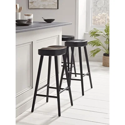Cox and Cox NEW Weathered Oak Counter Stool - Black
