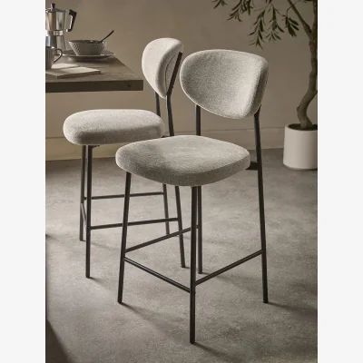 Cox and Cox Two Boucle Counter Stools - Grey