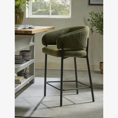 Cox and Cox Olive Boucle Stool