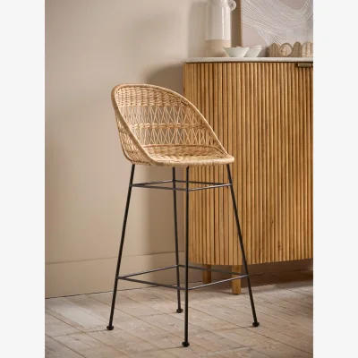 Cox and Cox Round Rattan Wicker Counter Stool