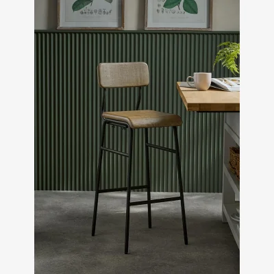 Cox and Cox Industrial Wood & Metal High Counter Stool