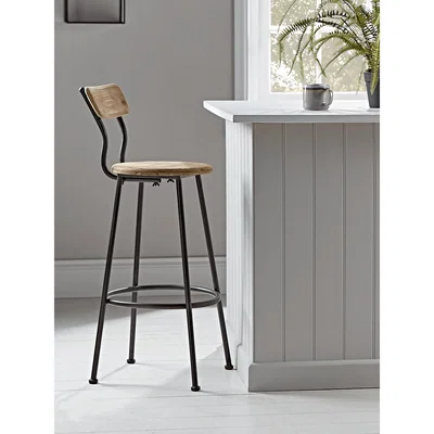 Cox and Cox Wood & Metal Backed High Stool