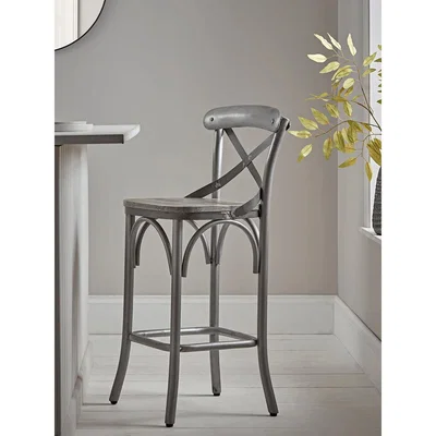 Cox and Cox Antique Zinc Cross Back Counter Stool