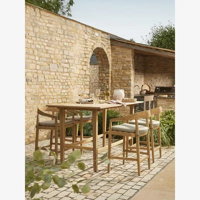 Cox and Cox Curved Back Acacia Bar Stool