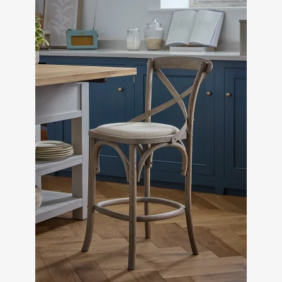 Cox and Cox Oak Cross Back Counter Stool - Natural