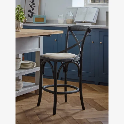 Cox and Cox Oak Cross Back Counter Stool - Black