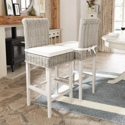 Chiltern Oak Furniture Monaco White Wicker Bar Stool
