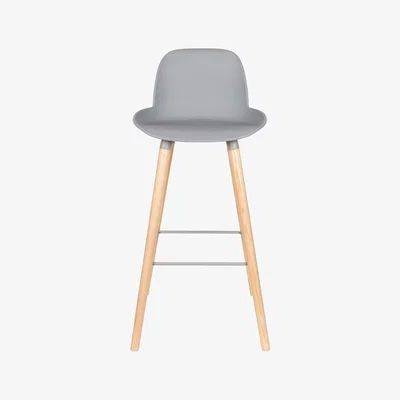 Cuckooland Zuiver Pair of Albert Kuip Retro Moulded Bar Stools in Light Grey
