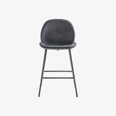 Cuckooland Pair of Minonk Velvet Bar Stools  - Dark Grey