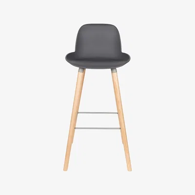Cuckooland Zuiver Pair of Albert Kuip Retro Moulded Bar Stools in Dark Grey