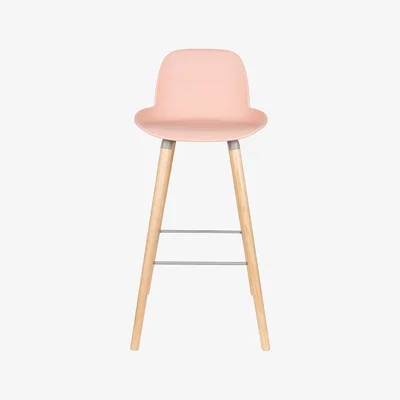Cuckooland Zuiver Pair of Albert Kuip Retro Moulded Bar Stools in Powder Pink