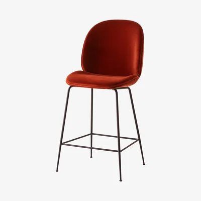 The Conran Shop Beetle Bar Stool in Terracotta Velvet & Black Legs