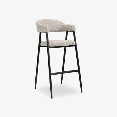 Cult Furniture £20  Off  Presley Bar Stool, Speckled Stone Sustainable Boucle