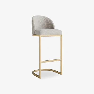 Cult Furniture Matteo Bar Stool with Backrest, Speckled Stone Sustainable Boucle