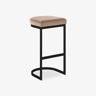 Cult Furniture £20  Off   Matteo Bar Stool, Taupe Sustainable Velvet Leg Colour: Black