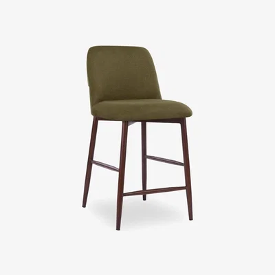 Cult Furniture Amari Kitchen Stool, Moss Green Sustainable Mohair Velvet