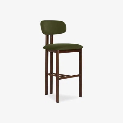 Cult Furniture £20  Off  Arbor Bar Stool, Olive Green Sustainable Velvet