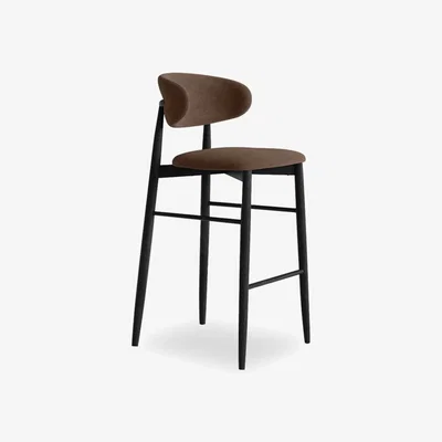 Cult Furniture £20  Off  Halston Bar Stool, Mocha Brown Sustainable Velvet