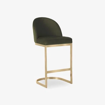 Cult Furniture Matteo Kitchen Stool with Backrest, Olive Green Sustainable Velvet