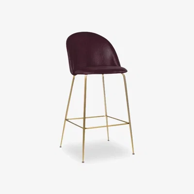 Cult Furniture £30  Off   Heather Bar Stool, Dark Red Leg Colour: Brass