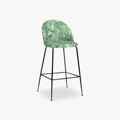 Cult Furniture Heather Bar Stool, Weave Green Palm Leaf Leg Colour: Black